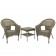 Set of 3 Grey Resin Wicker Clark Single Chair without Cushion and End Table