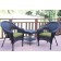 Set of 3 Espresso Resin Wicker Clark Single Chair with 2 inch Sage Green Cushion and End Table