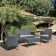 Aoife 4PC Steel Black Resin Wicker Patio Conversation Set with 2 Inch Tan cushion  