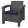 Ourea 4PC Espresso Conversation Patio Set with  Midnight Blue Cushion