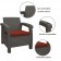 Ourea 4PC Espresso Conversation Patio Set with  Brick Red Cushion
