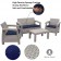 Pontus 4PC Grey Conversation Patio Set Midnight Blue Cushion