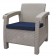 Pontus 4PC Grey Conversation Patio Set Midnight Blue Cushion