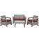 Pontus 4PC Grey Conversation Patio Set with Brick Red Cushion
