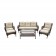 6pc Wicker Seating Set with Ivory Cushions