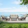6pc Wicker Seating Set with Ivory Cushions
