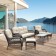 6pc Wicker Seating Set with Ivory Cushions