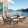 6pc Wicker Seating Set with Tan Cushions