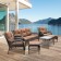 6pc Wicker Seating Set with Brown Cushions