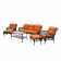 6pc Wicker Seating Set with Orange Cushions
