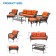 6pc Wicker Seating Set with Orange Cushions