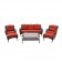 6pc Wicker Seating Set with Brick Red Cushions