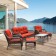 6pc Wicker Seating Set with Brick Red Cushions