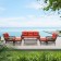 6pc Wicker Seating Set with Brick Red Cushions