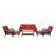 6pc Wicker Seating Set with Brick Red Cushions