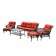 6pc Wicker Seating Set with Brick Red Cushions