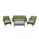 6pc Wicker Seating Set with Sage Green Cushions
