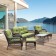 6pc Wicker Seating Set with Sage Green Cushions