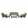 6pc Wicker Seating Set with Sage Green Cushions