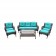 6pc Wicker Seating Set with Turquoise Cushions