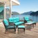 6pc Wicker Seating Set with Turquoise Cushions