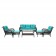 6pc Wicker Seating Set with Turquoise Cushions