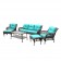 6pc Wicker Seating Set with Turquoise Cushions