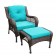 6pc Wicker Seating Set with Turquoise Cushions