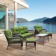 6pc White Wicker Seating Set with Hunter Green Cushions