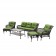 6pc White Wicker Seating Set with Hunter Green Cushions