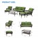 6pc White Wicker Seating Set with Hunter Green Cushions