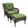 6pc White Wicker Seating Set with Hunter Green Cushions