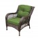 6pc White Wicker Seating Set with Hunter Green Cushions