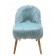 BLUE FAUX FUR CURLY BACK CHAIR W/NATURAL LEGS