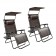 Set of 2 Oversized Zero Gravity Chair with Sunshade and Drink Tray - Black and Tan