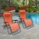 Set of 2 Oversized Zero Gravity Chair with Sunshade and Drink Tray - Orange
