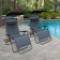 Set of 2 Oversized Zero Gravity Chair with Sunshade and Drink Tray - Black
