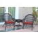 3pc Santa Maria Espresso Wicker Chair Set - Brick Red Cushions