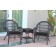 3pc Santa Maria Espresso Wicker Chair Set- Black Cushions