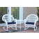 3pc Santa Maria White Rocker Wicker Chair Set - Midnight Blue Cushions