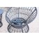 Papasan Espresso Wicker Swivel Chair and Table Set with Black Cushions