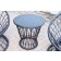 Papasan Espresso Wicker Swivel Chair and Table Set with Black Cushions
