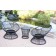 Papasan Espresso Wicker Swivel Chair and Table Set with Black Cushions