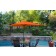 6.5FT x 10FT Aluminum Patio Market Umbrella Tilt with Crank - Orange Fabric/Black Pole