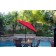 6.5FT x 10FT Aluminum Patio Market Umbrella Tilt with Crank - Red Fabric/Black Pole