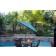 6.5FT x 10FT Aluminum Patio Market Umbrella Tilt with Crank - Turquoise Fabric/Champagne  Pole