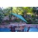9ft. Aluminum Patio Market Umbrella Tilt with Crank - Turquoise Fabric/Bronze Pole