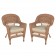 Honey Wicker Chair With CushionSet of  2