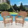 Honey Wicker Chair With CushionSet of  2