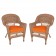 Honey Wicker Chair With CushionSet of  2